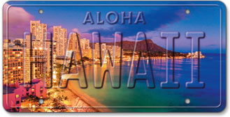 Waikiki Pink - Hawaiian Vintage License Plate