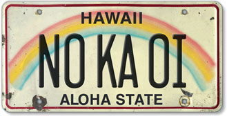 No Ka Oi - Hawaiian Vintage License Plate