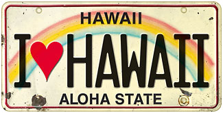 I Love Hawaii - Hawaiian Vintage License Plate Magnets