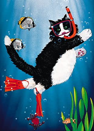 Snorkel Kitty - Personalized Greeting Card