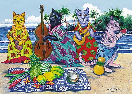 Meow Luau - Limited Edition Giclee Art Prints