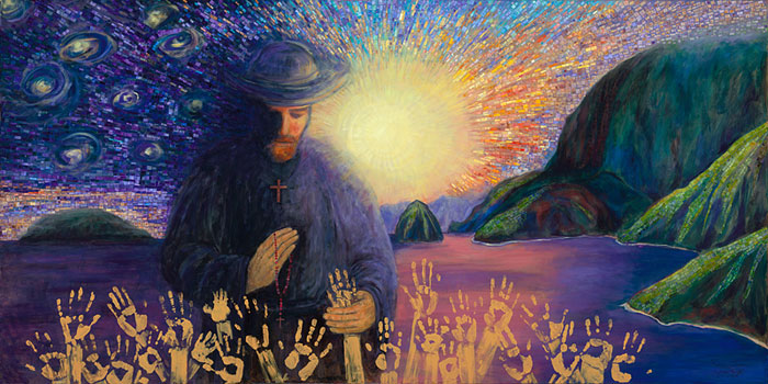 Father Damien - Artists Showcase - Limited Edition Giclee Art Prints by Peggy Chun