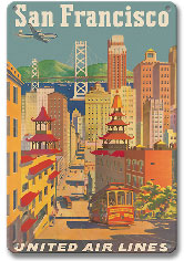 United Airlines San Francisco City View - Metal Sign Art