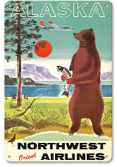 Alaska Northwest Orient Airlines - Metal Sign Art