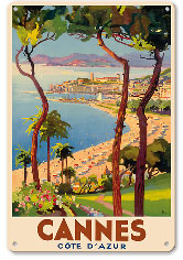 Cannes Beach - Cote d'Azur, Ete Hiver, France - Metal Sign Art