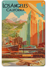 Los Angeles, California - c. 1929 - Metal Sign Art