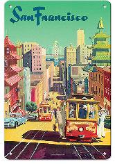 San Francisco, California - Cable Cars - c. 1950's - Metal Sign Art
