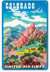 Colorado - United Air Lines - Garden of the Gods, Colorado Springs - Metal Sign Art