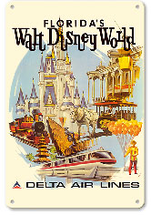 Florida's Walt Disney World - First Year of Operation - Delta Air Lines - Metal Sign Art