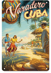 Varadero, Cuba - Year Round Paradise - Native Cuban Dancers with Maracas - Metal Sign Art