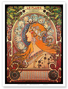 La Plume Calendar - Paris, France - Astrology and Zodiac Signs - Art Nouveau - La Belle Époque - Master Art Print