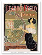 Teatro Regio - Torino, Italy - Harp Player - Art Nouveau - La Belle Époque - Master Art Print
