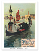 Venise par Saint Gothard - Venice, Italy - Gondolas Gondolieri - Art Nouveau - La Belle Époque - Master Art Print