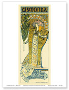 Gismonda by Sarah Bernhardt - Theatre de la Renaissance Paris, France - Belle Époque, Art Nouveau - Master Art Print
