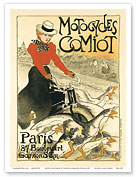 Motocycles Comiot, Paris; Vintage French Advertising Poster for motorbikes (mopeds) - 1899 - Master Art Print