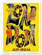 London England - Air India - John, Paul, George, and Ringo with Maharaja c.1968 - Fine Art Prints & Posters
