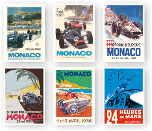 Vintage Car Racing Poster Prints - Set of 6 Unframed 5