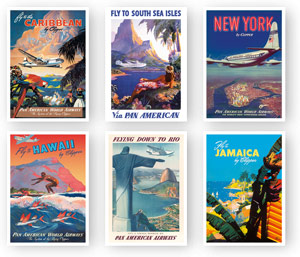 Vintage Airline Travel Poster Prints - Set of 6 Unframed 5