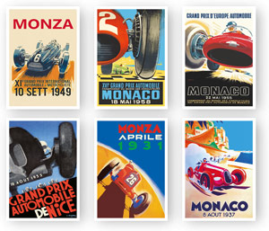 Vintage F1 Car Racing Poster Prints - Set of 6 Unframed 5
