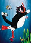 Snorkel Kitty - Hawaiian Everyday Blank Greeting Card