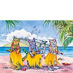 Meow Hula Halau - Hawaiian Happy Birthday Greeting Card