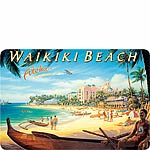 Waikiki Beach - Hawaiian Vintage Postcard