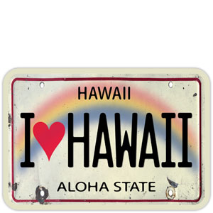 “I Love Hawaii” License Plate - Hawaiian Art Sticker