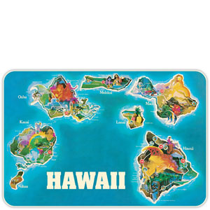 Hawaii Map - Hawaiian Art Sticker