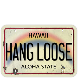 “Hang Loose” License Plate - Hawaiian Art Sticker