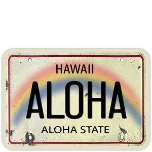 “Aloha” License Plate - Hawaiian Art Sticker