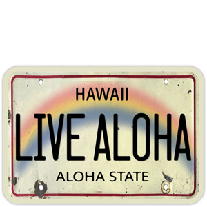 “Live Aloha” License Plate - Hawaiian Art Sticker