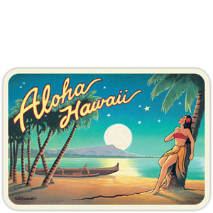 Aloha Hawaii (Moon) - Hawaiian Art Sticker