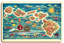 Dole Map of the Hawaiian Islands - Wood Sign Art
