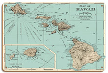 Map of Hawaii - Rand McNally Atlas - Wood Sign Art
