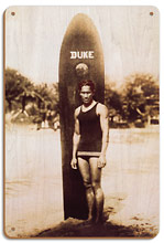 Young Duke Kahanamoku, Honolulu, Hawaii - Wood Sign Art