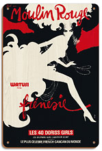 Bal du Moulin Rouge - Paris, France - Watusi Dans Frénésie (in Frenzy) - Les 40 Doriss Girls Cabaret - Wood Sign Art