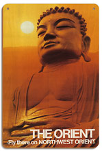 The Orient - Fly there on Northwest Orient Airlines - Great Buddha of Kamakura - Wood Sign Art