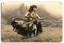Swaying Skirt, Hawaiian Hula Dancer - Wood Sign Art