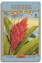 Ginger - Aloha Seeds - Big Island Seed Company - Big Island Color - Wood Sign Art