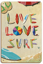 Live Love Surf - Beach Sand Surfboard Art - Wood Sign Art