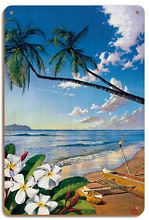 Distant Shores - Hawaiian Paradise Ocean View - Wood Sign Art