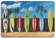 Starting Line Up - Surfboard Art - Wood Sign Art